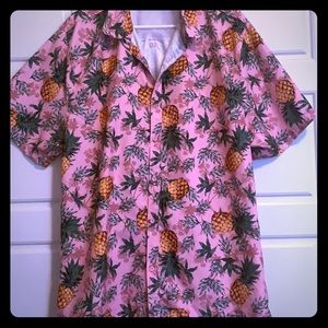 FASHION NOVA MEN PINK PINEAPPLE HAWAIIAN SHIRT